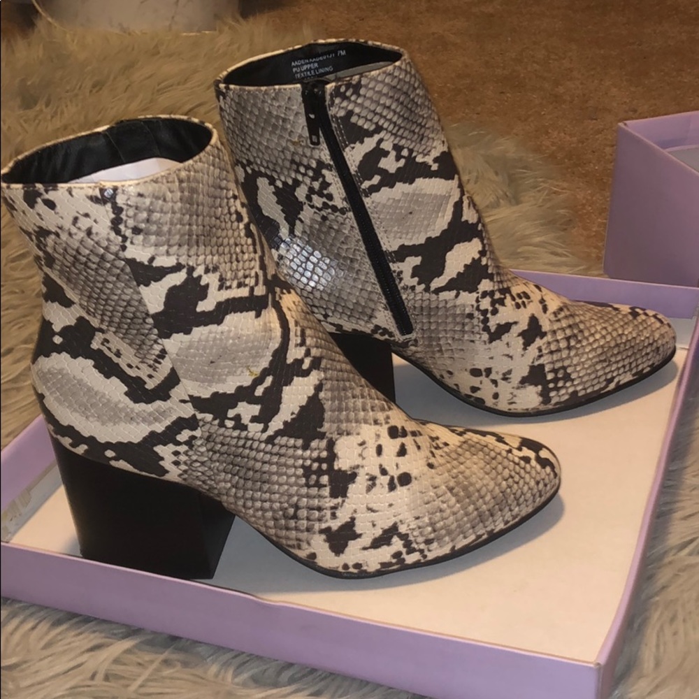 snakeskin booties